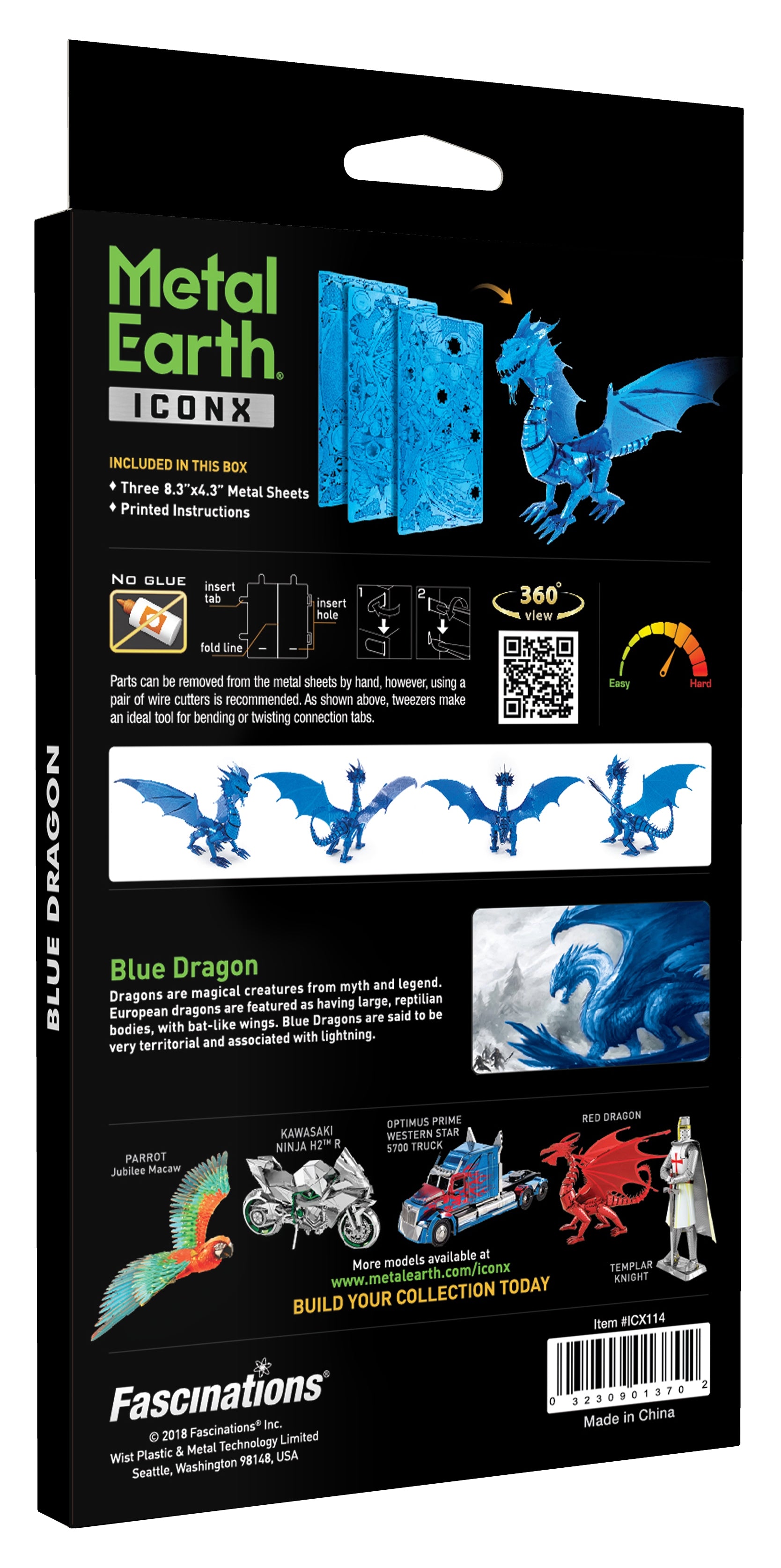 Metal Earth Iconx - Blue Dragon    