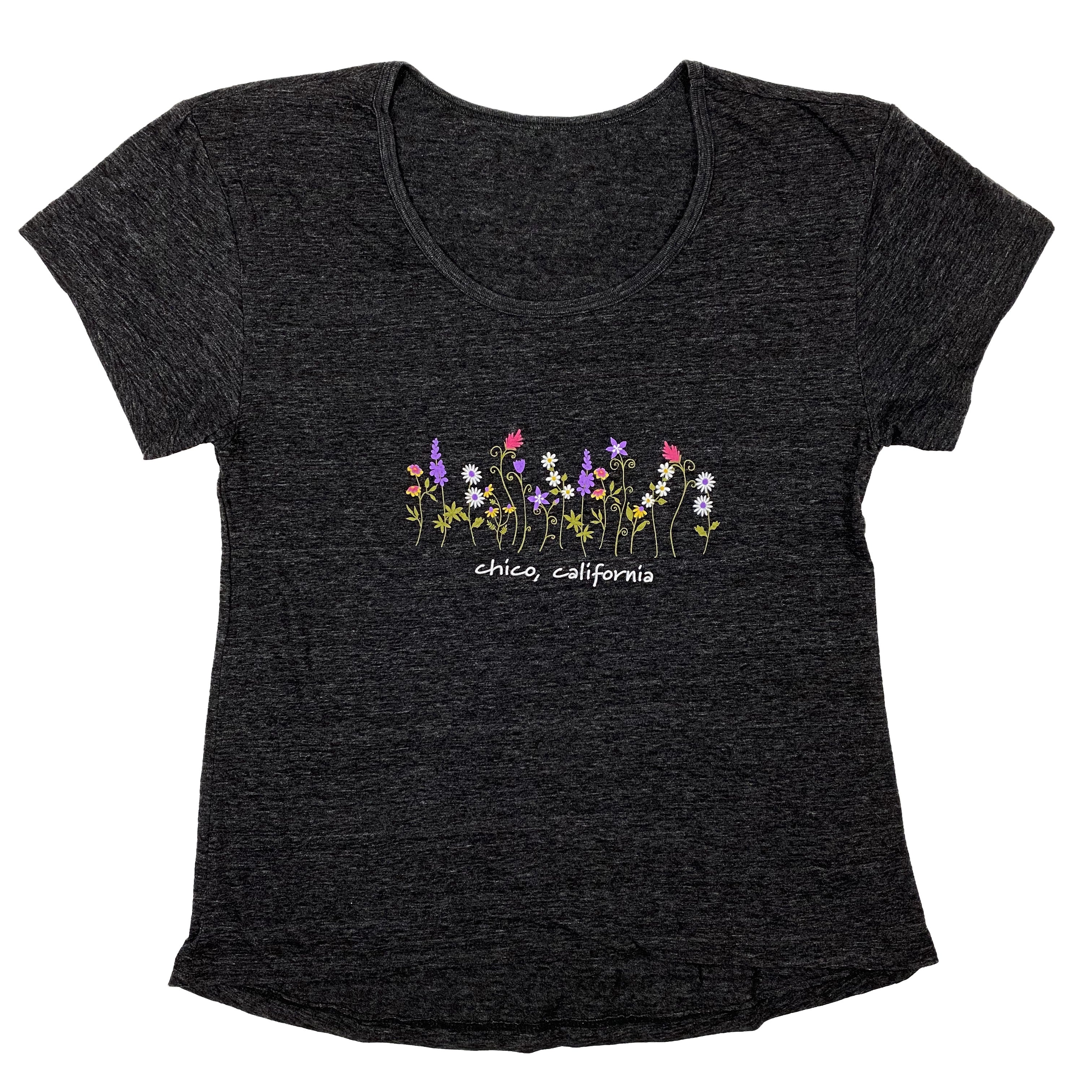 Levitate Flowers - Womens Hi-Low Scoop T-Shirt BLACK S  3234310.1
