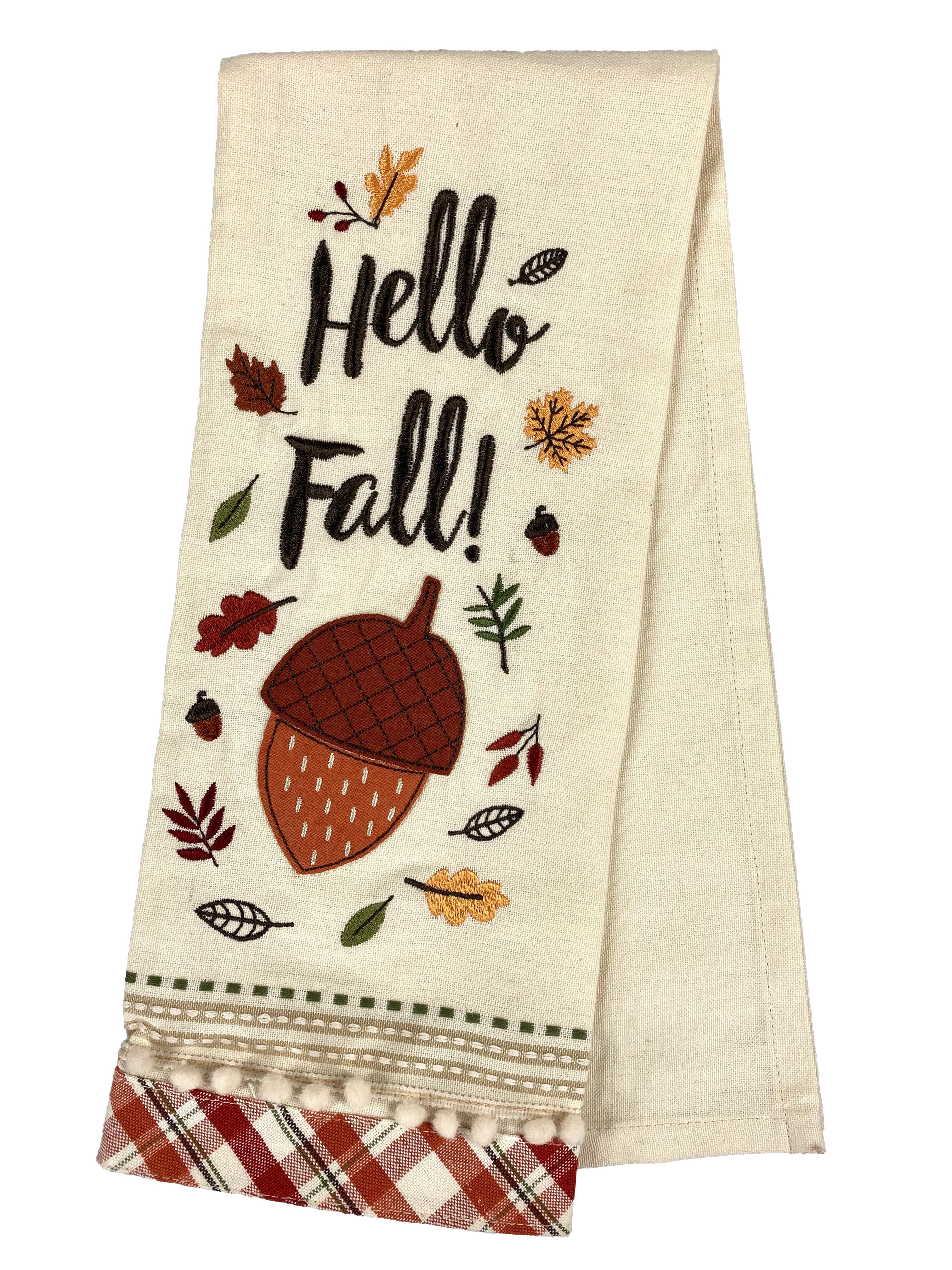 Hello Fall - Embellished Dishtowel    