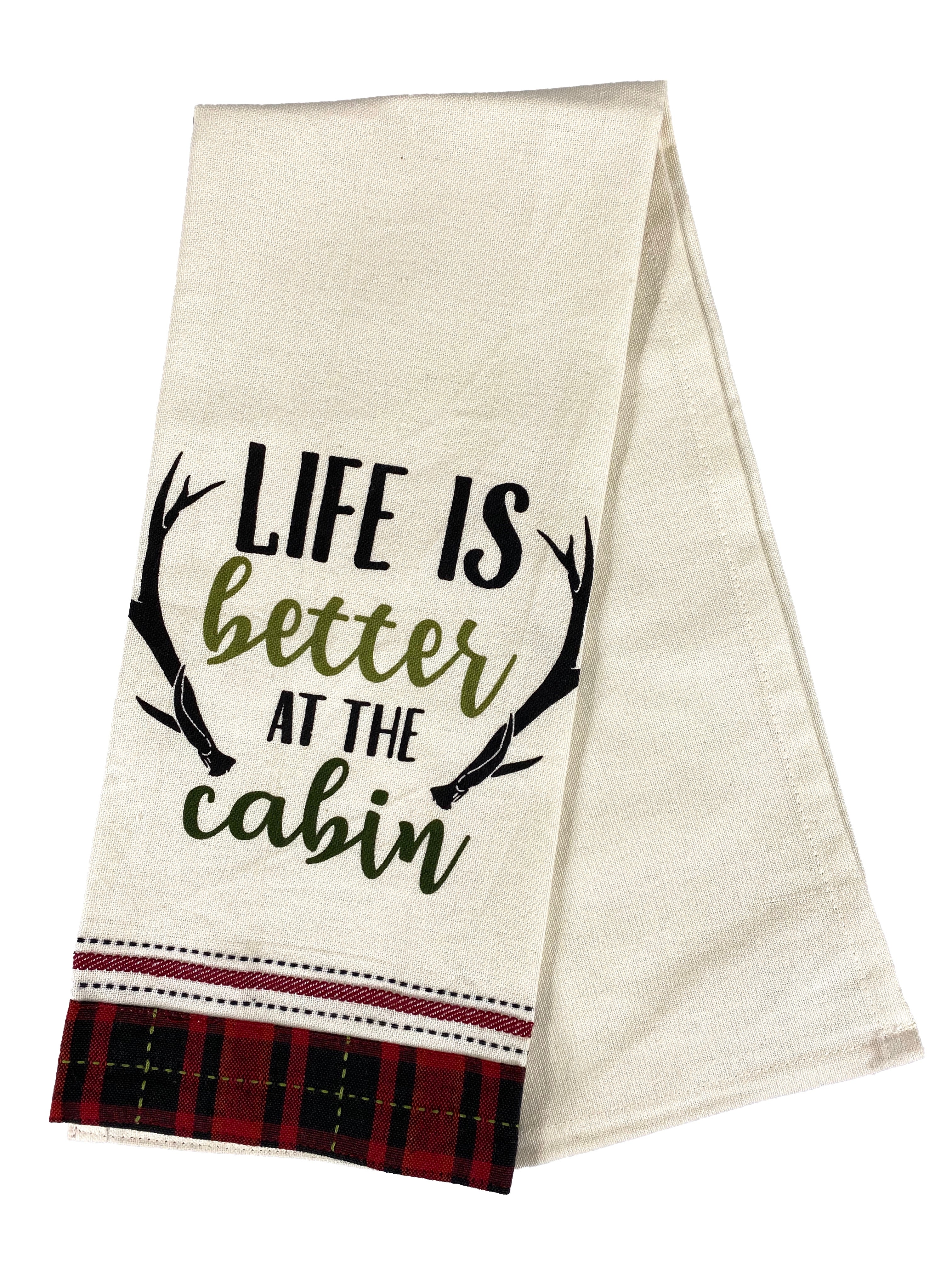 Life Is Better At The Cabin - Embellished Dishtowel    