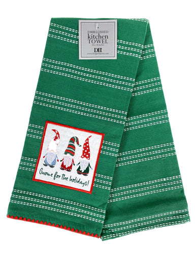 Gnome For The Holidays Applique Dishtowel    