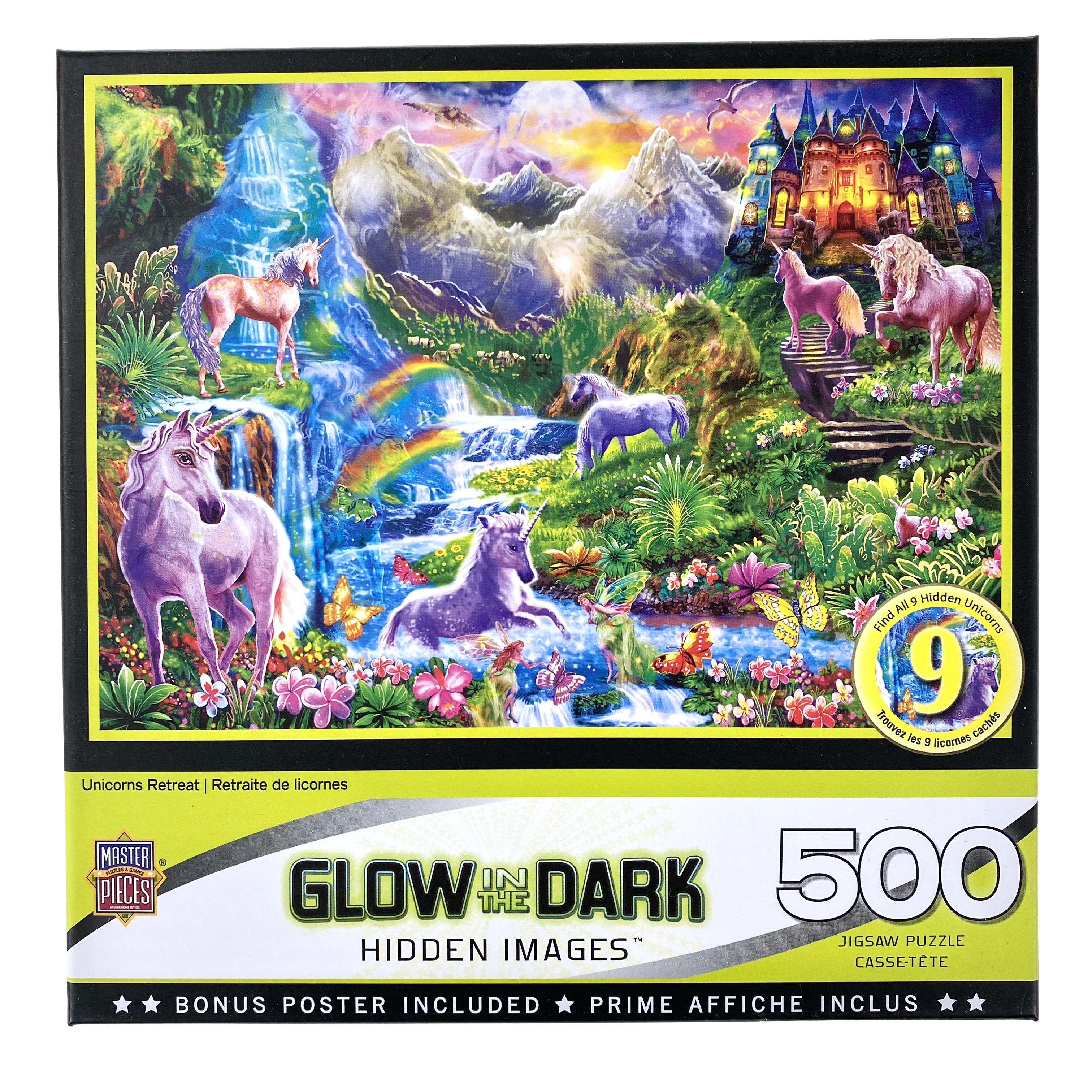 Unicorns Retreat 500 Piece Hidden Image Glow In The Dark Puzzle    
