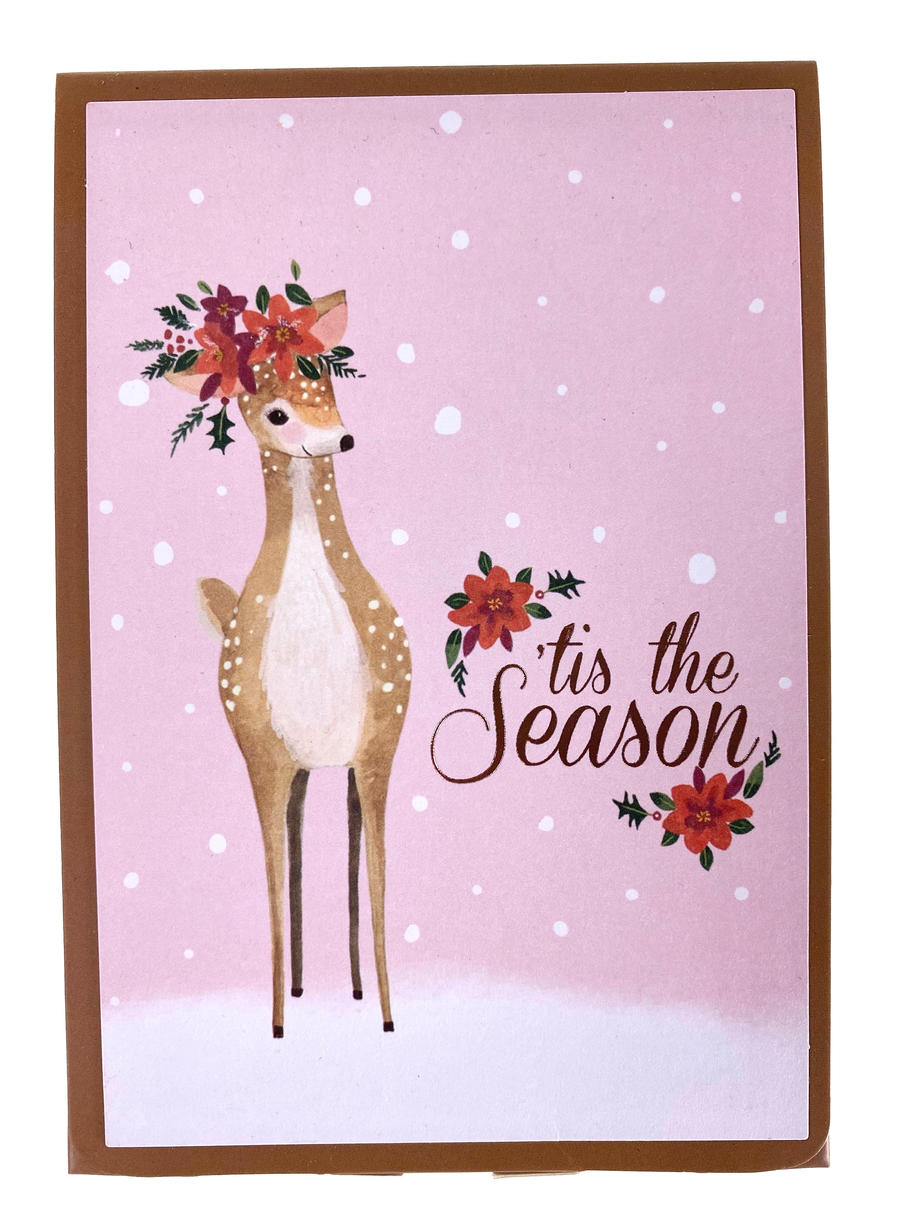 Pack Of 5 Christmas Cards - Festive Fawn    