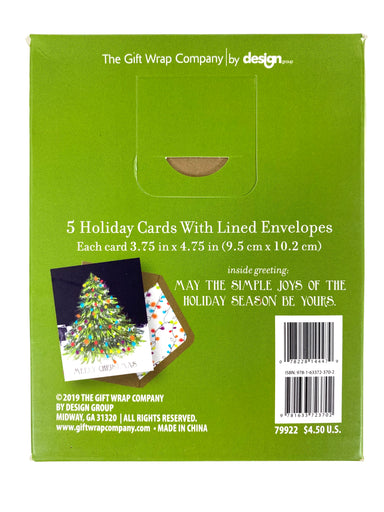 Pack Of 5 Christmas Cards - Tree Lighting    