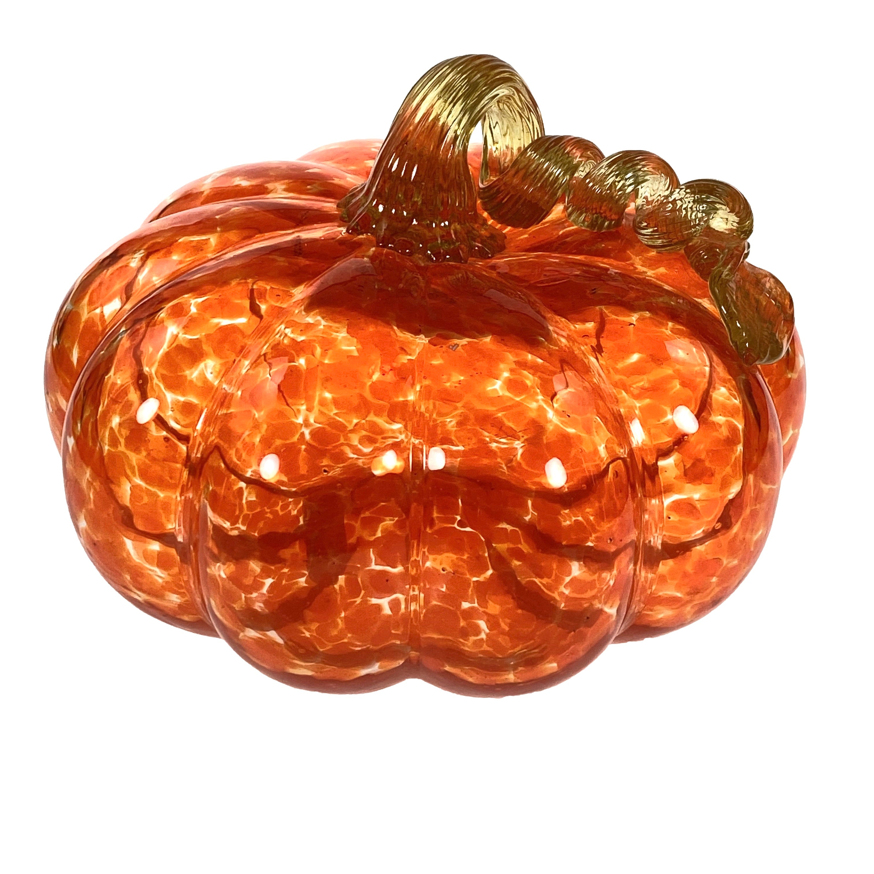 Glass Pumpkin - Orange with Gold Stem    