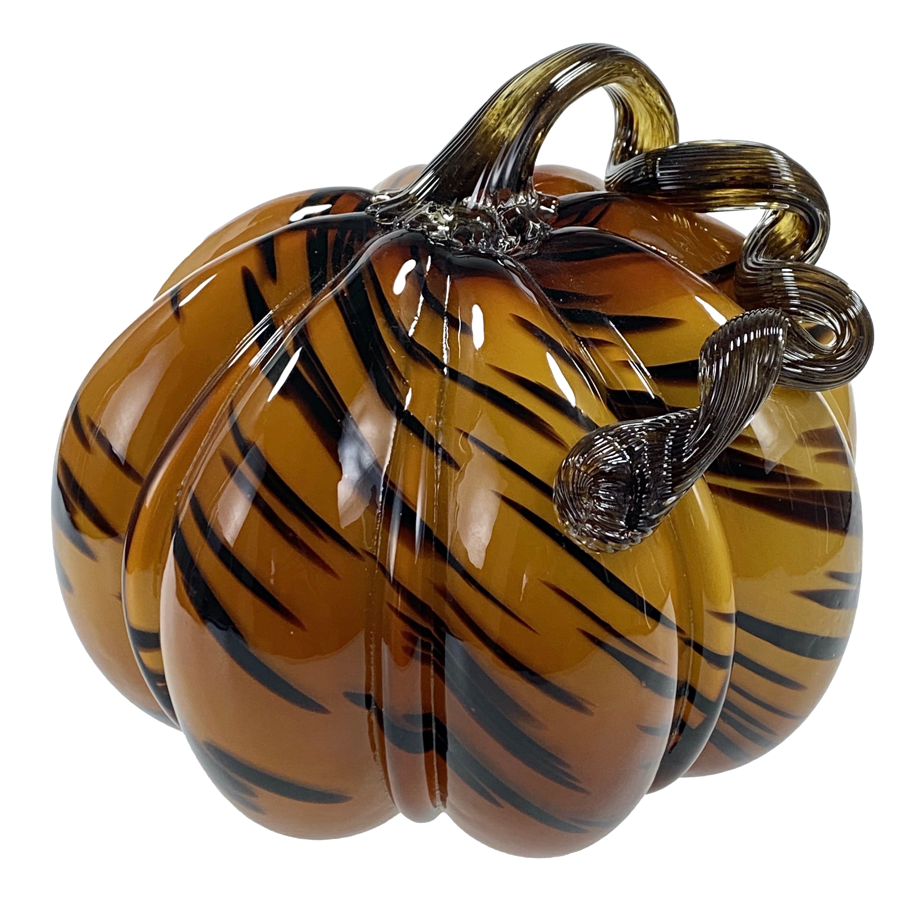 Medium Glass Pumpkin - Tiger Stripe    