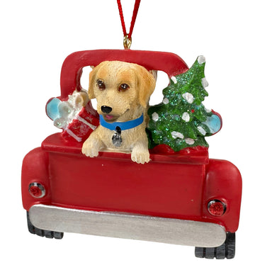 Yellow Labrador Retriever in a Truck Ornament
