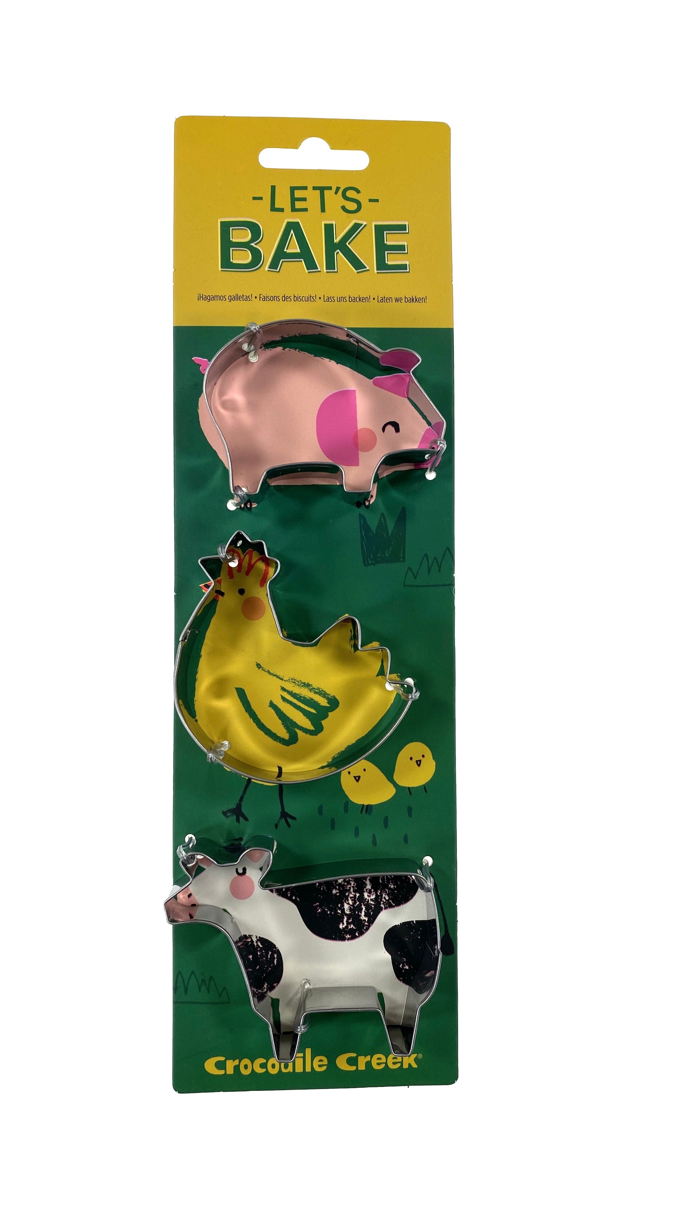 Let's Bake Cookie Cutters set of 3 Cow-Chicken-Pig    
