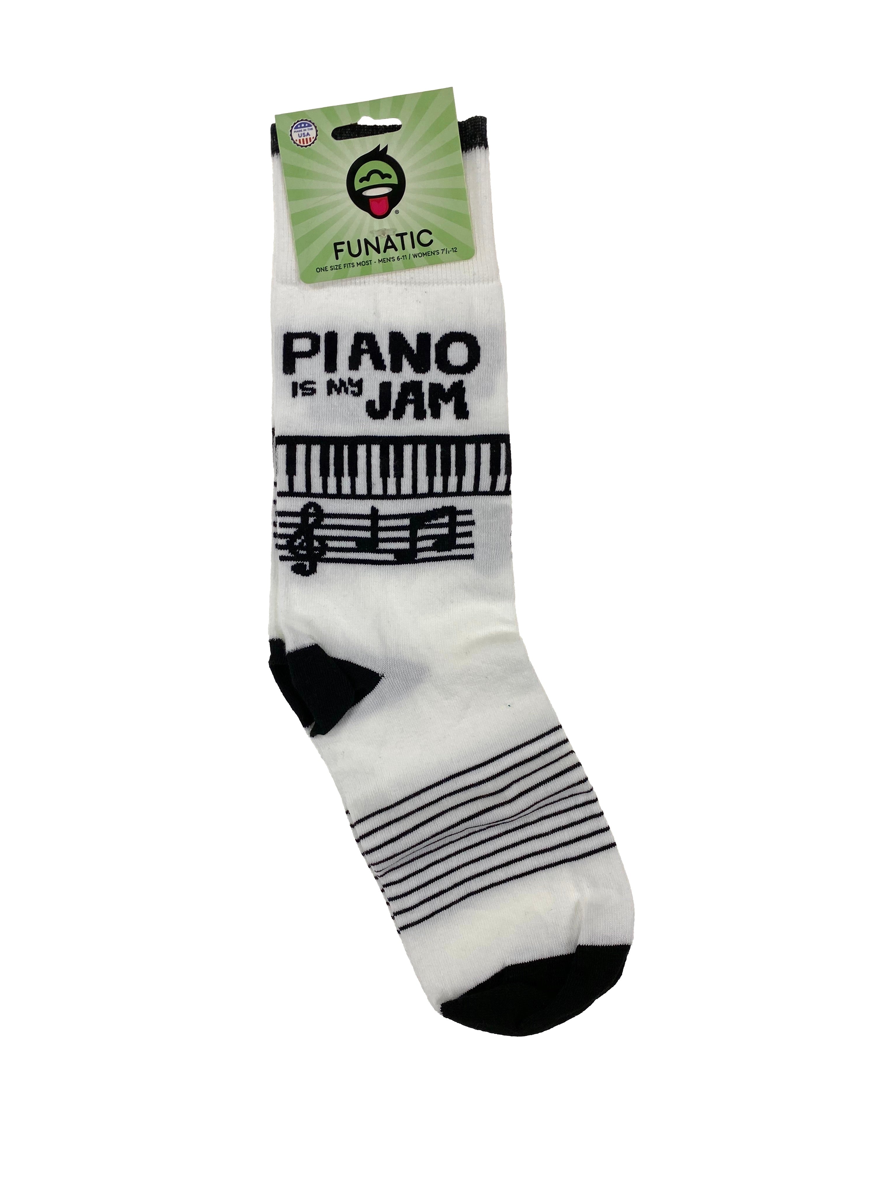 Funatic Crew Socks Piano Is My Jam    
