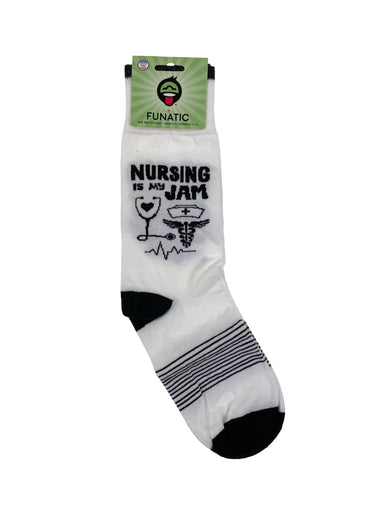 Funatic Crew Socks Nursing Is My Jam    
