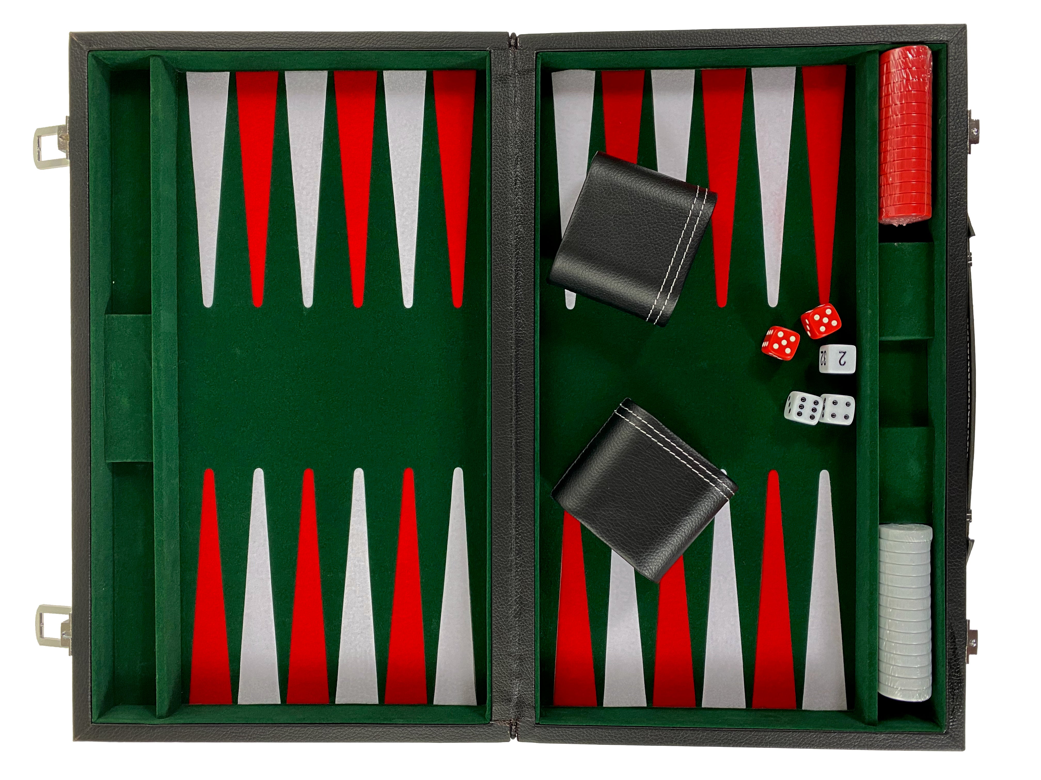 Backgammon - 15" Casino Black & Red Case    
