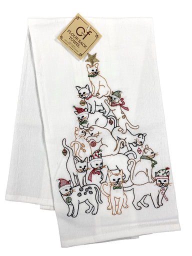 Christmas Kitty Tree - Flour Sack Kitchen Towel    