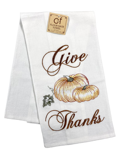 Give Thanks Pumpkin - Flour Sack Kitchen Towel    