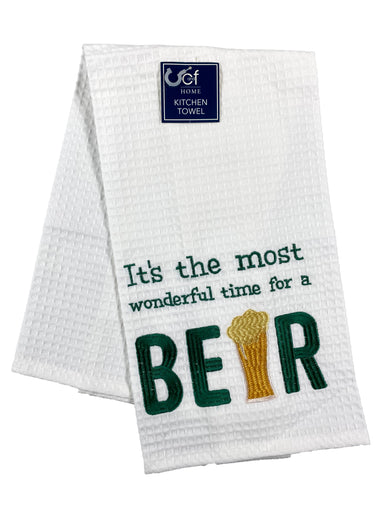 Most Wonderful Time For A Beer - Waffle Weave Kitchen Towel    