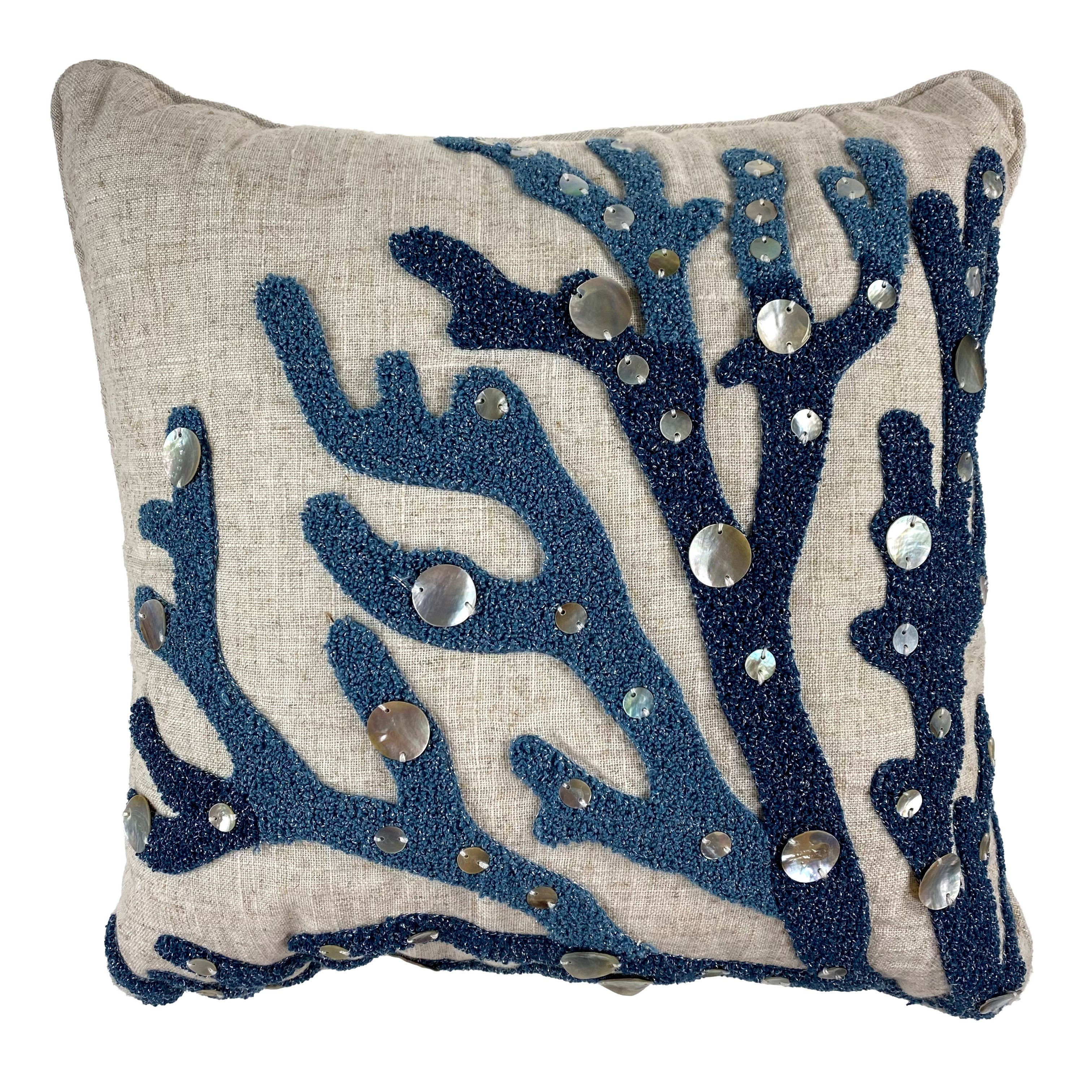 Throw Pillow - Indigo Blue Coral    