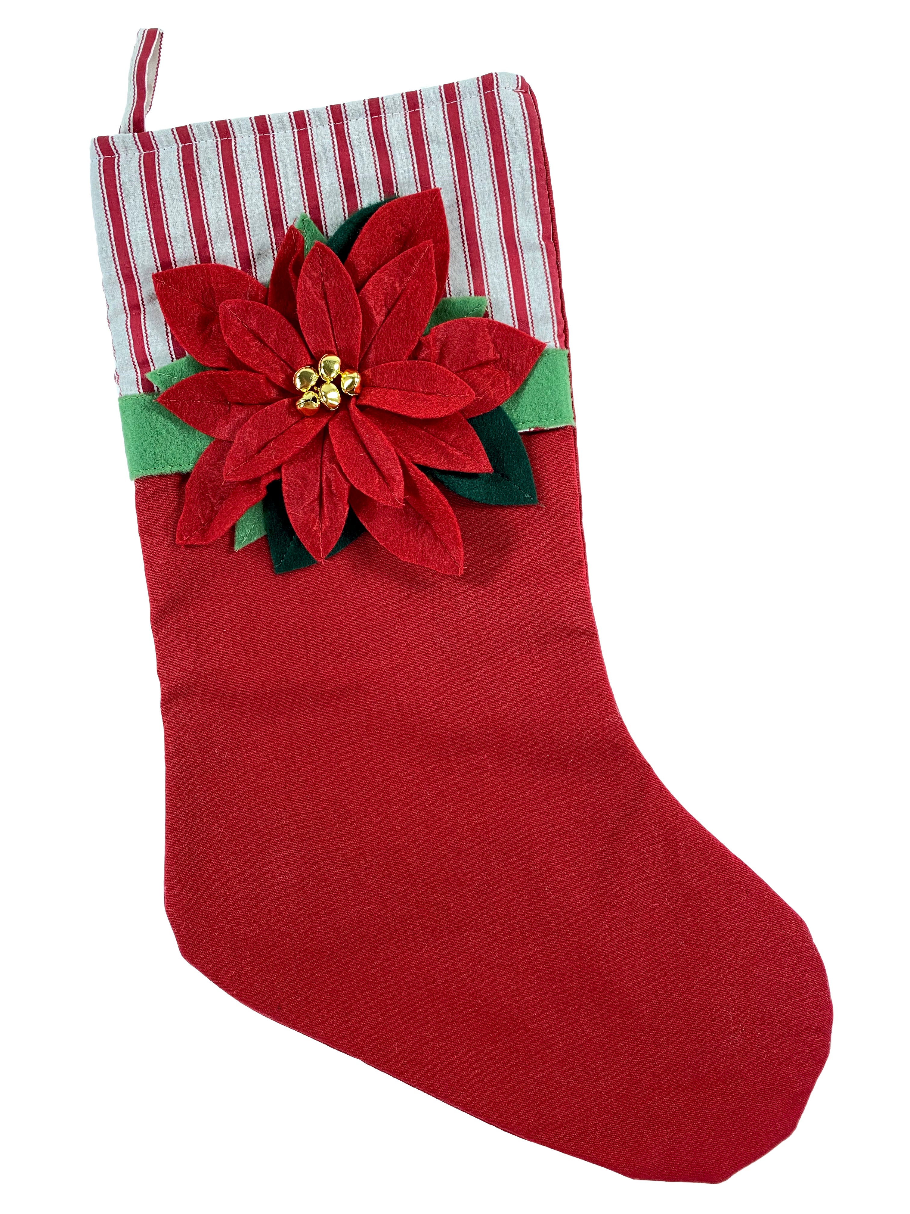 Stocking - Red With 3D Poinsettia    