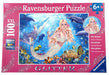 Glitter Mermaid And Dolphin 100 Piece Puzzle    