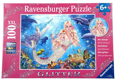 Glitter Mermaid And Dolphin 100 Piece Puzzle    