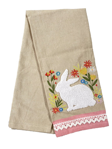 Spring Meadow Embellished Bunny Dishtowel    