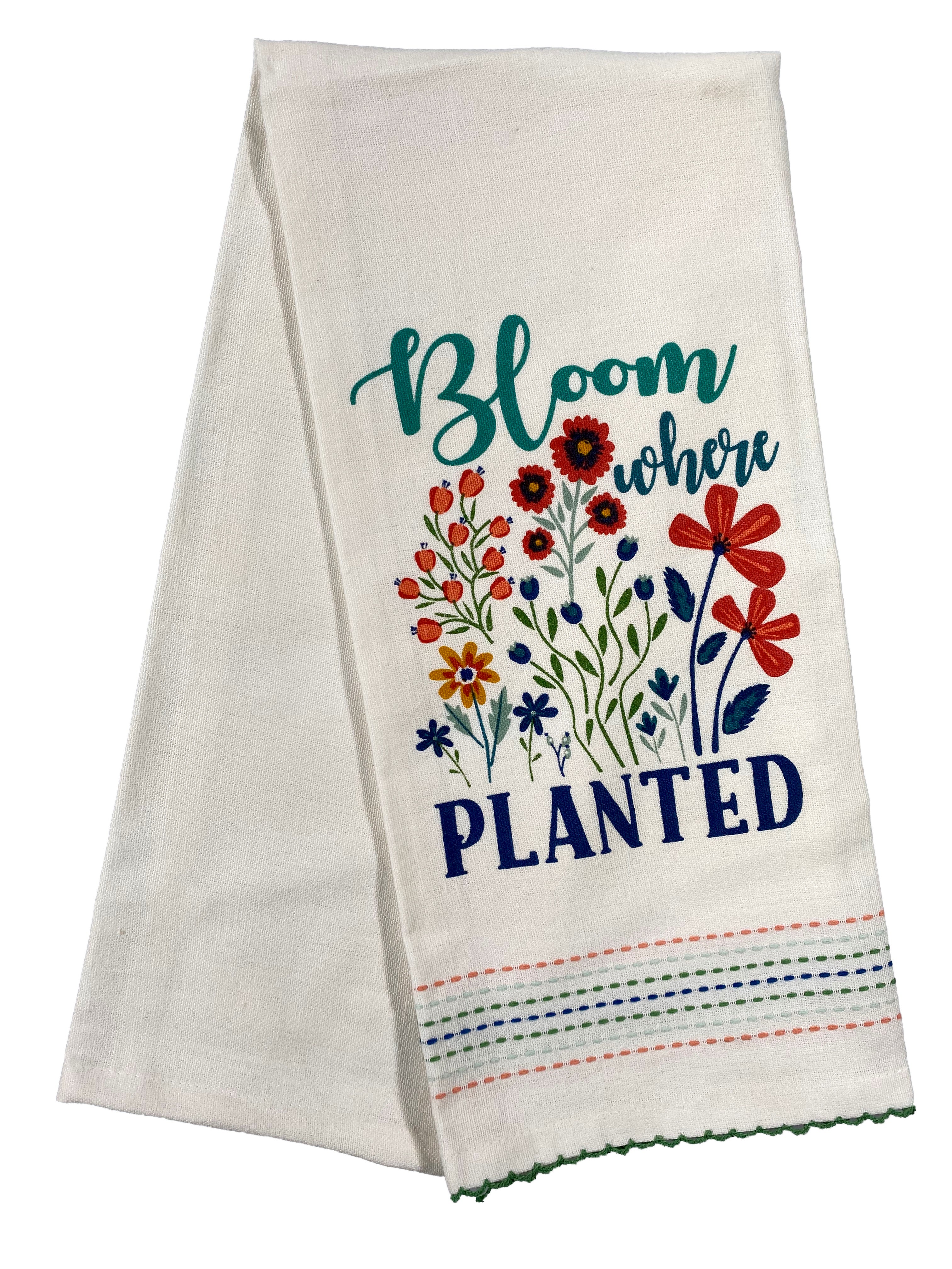 Embellished Dishtowel - Bloom Where Planted    