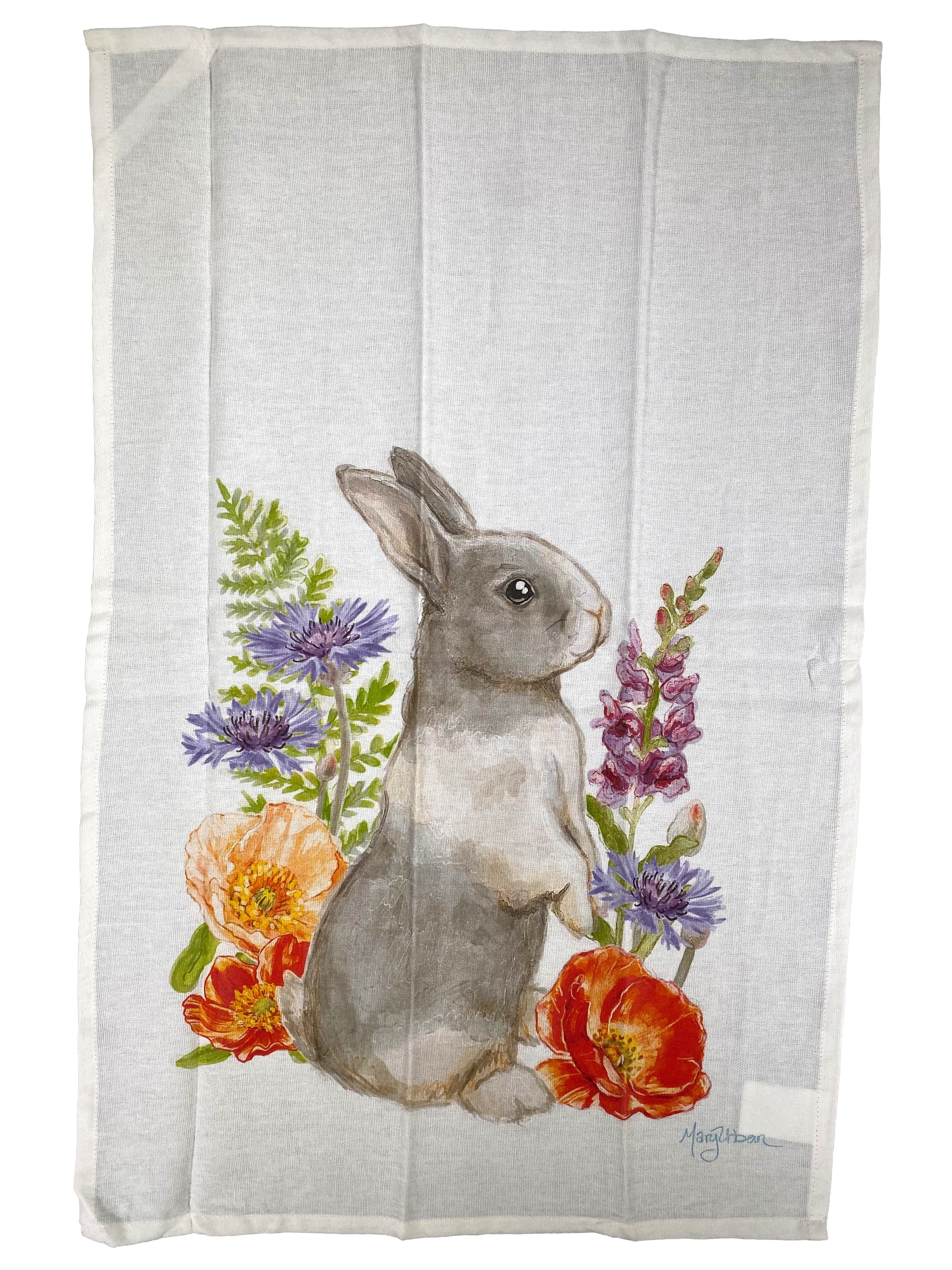 Bunny In Flowers - Printed Kitchen Towel    