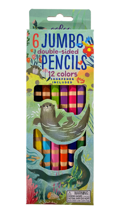 Otters at Play - 6 Jumbo Double Sided Colored Pencils    