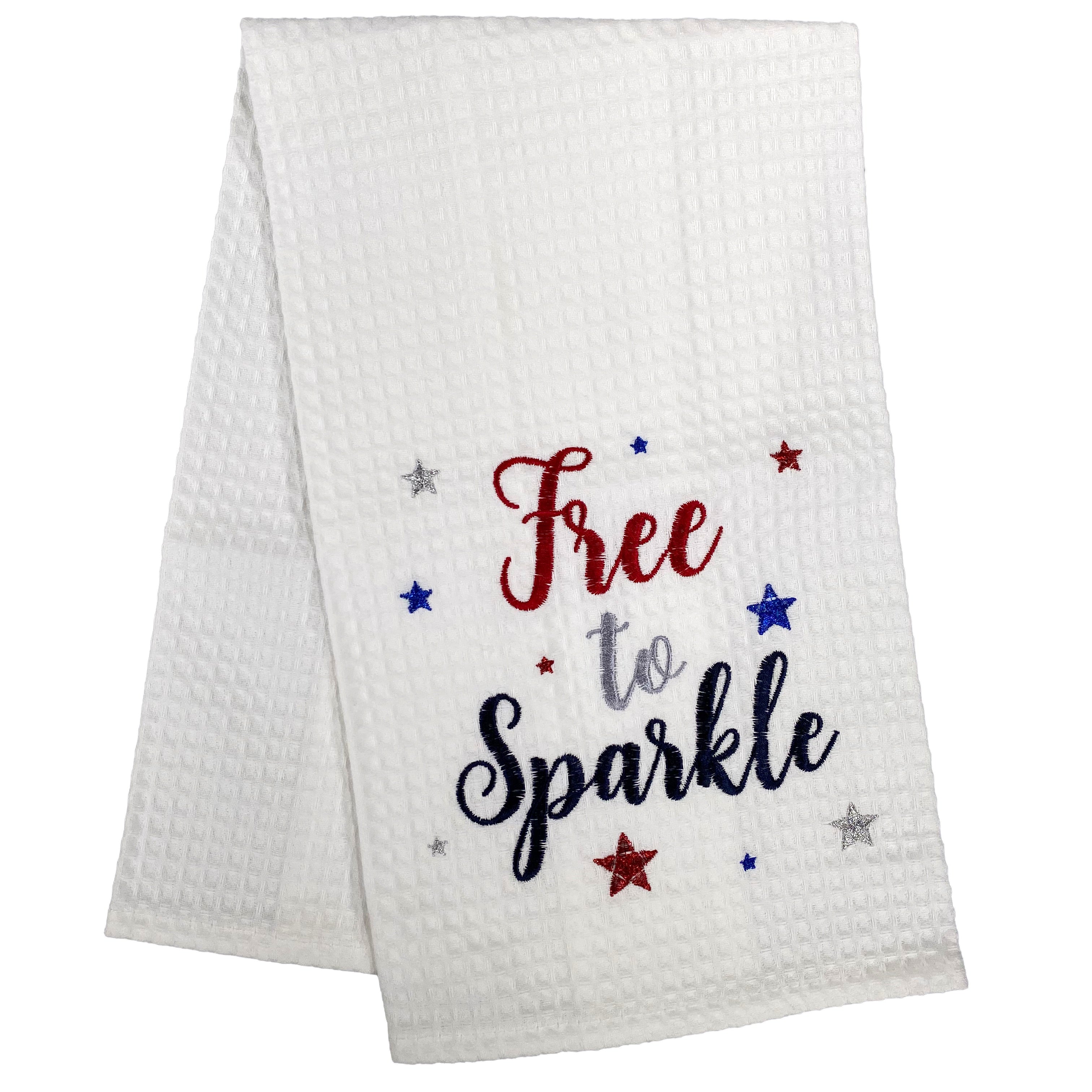 Free To Sparkle - Waffle Weave Kitchen Towel    