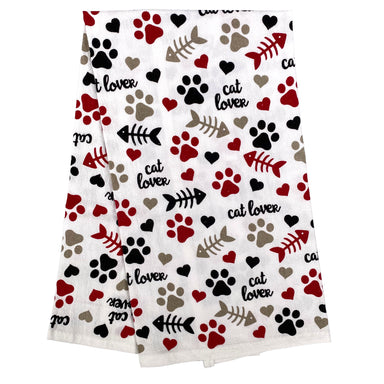 All Over Cat Lover - Printed Flour Sack Kitchen Towel    