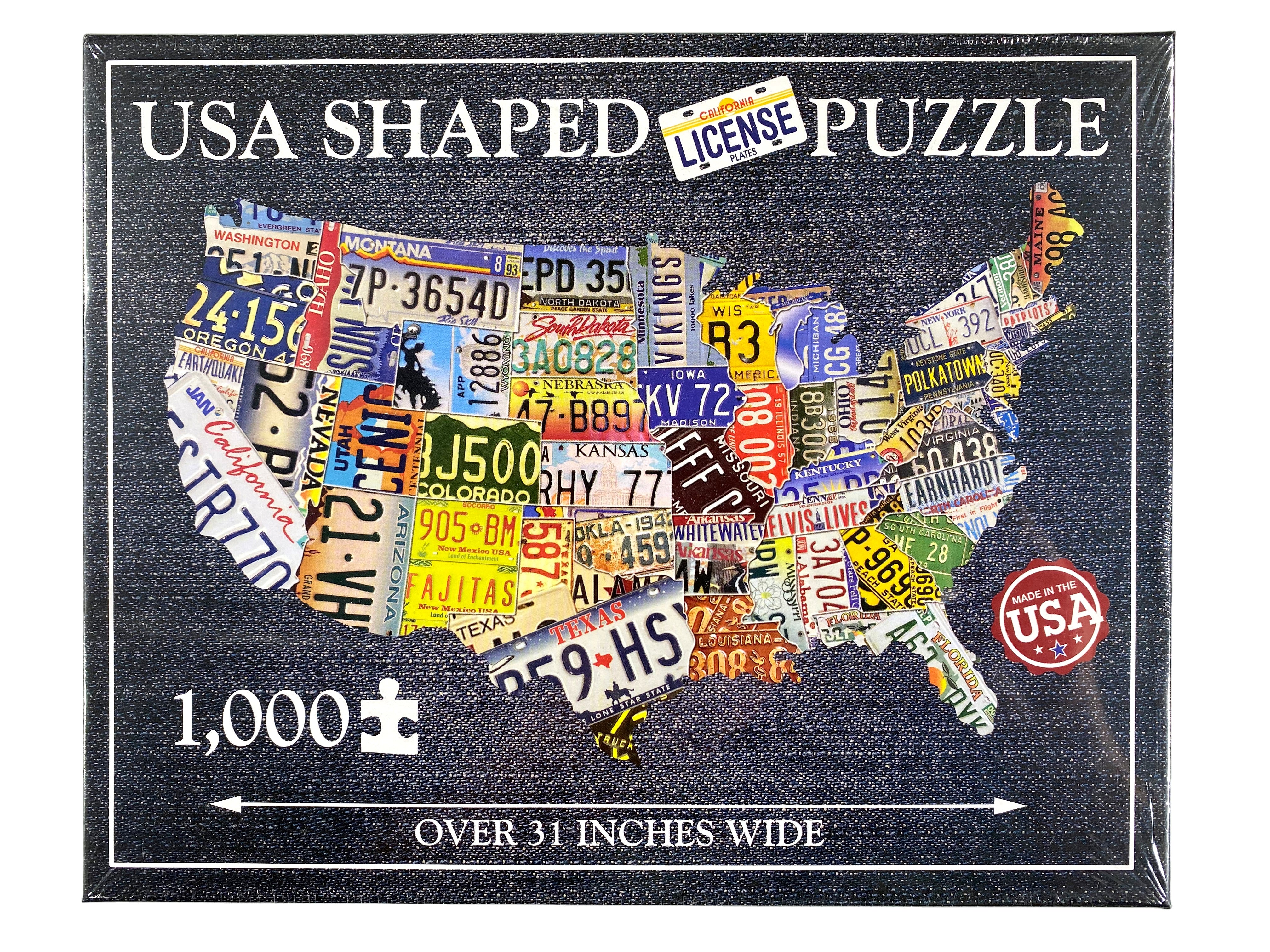 USA Shaped License Plate 1000 Piece Puzzle    