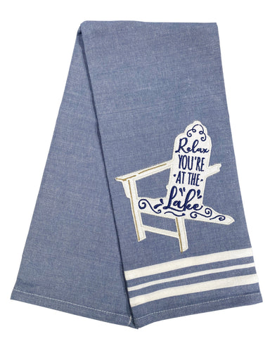 Relax You're At The Lake Applique Dishtowel    