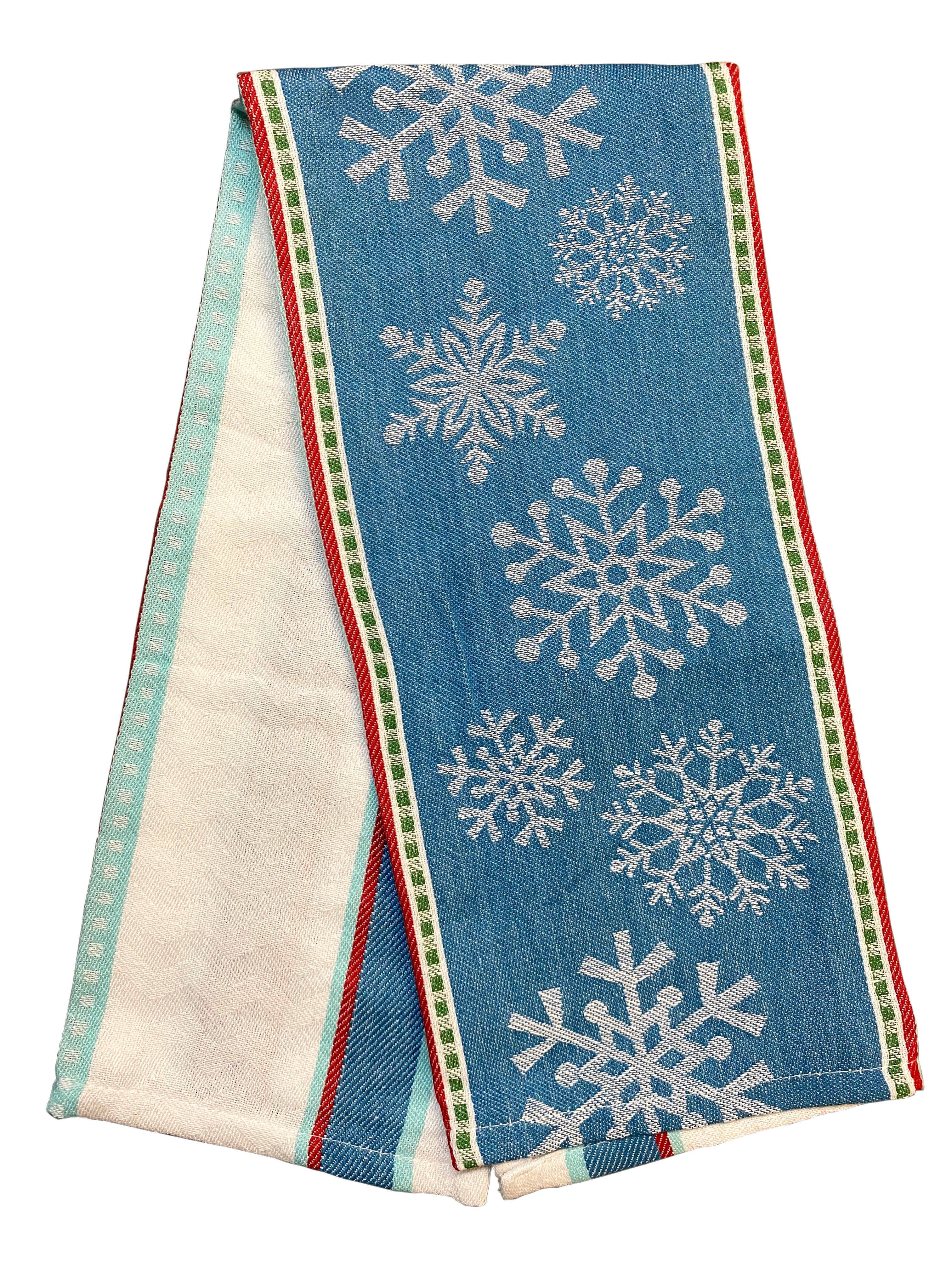 Snowflake Jacquard Kitchen Towel - Red, Green,or Blue    