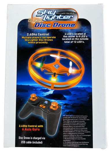 RC Sky Lighter Disc Drone - Orange Glow In The Dark    