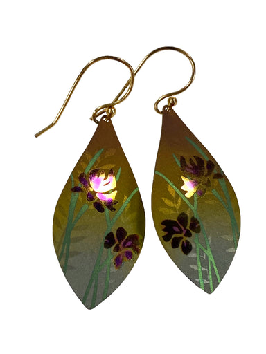 Holly Yashi Iris Flower Earrings - Khaki    