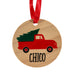 Red Truck and Tree Wooden Chico Ornament    