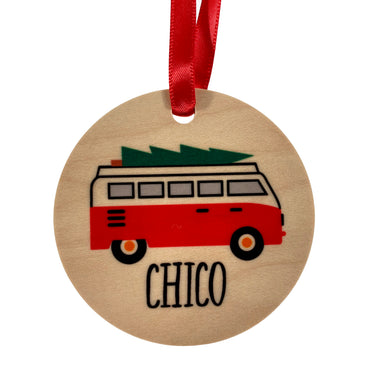 Holiday Van Wooden Chico Ornament    