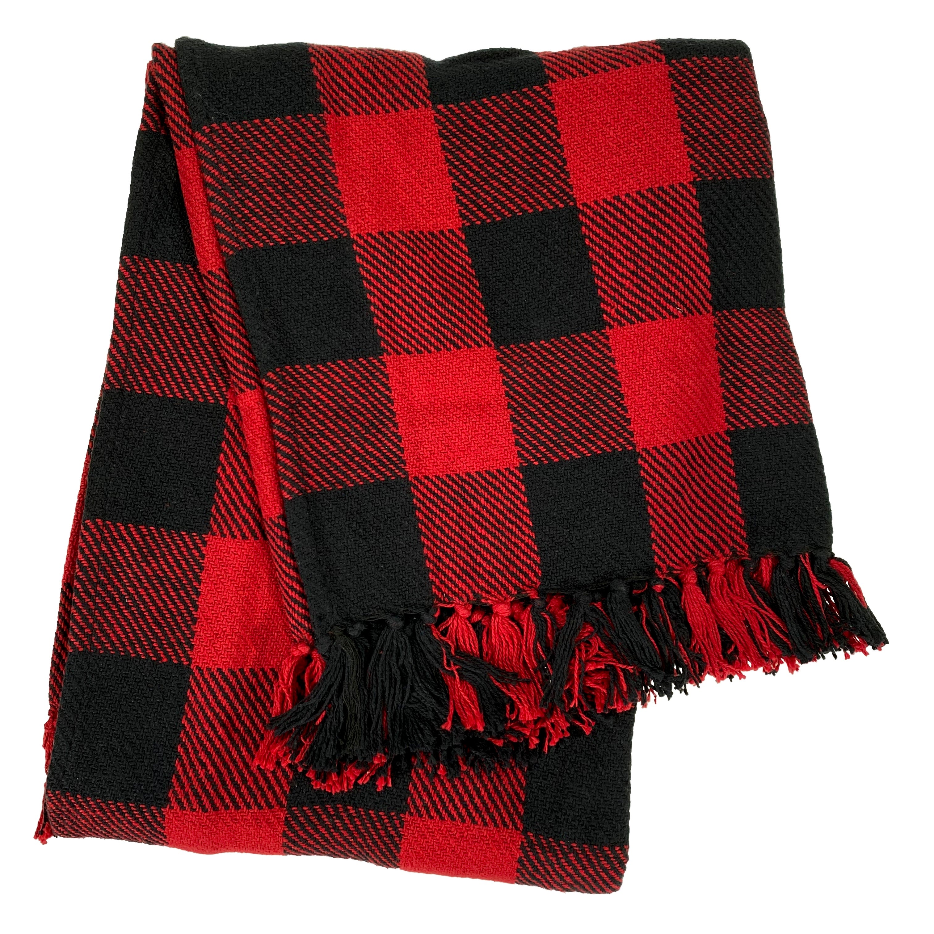 Black and Red Franklin Plaid Blanket    