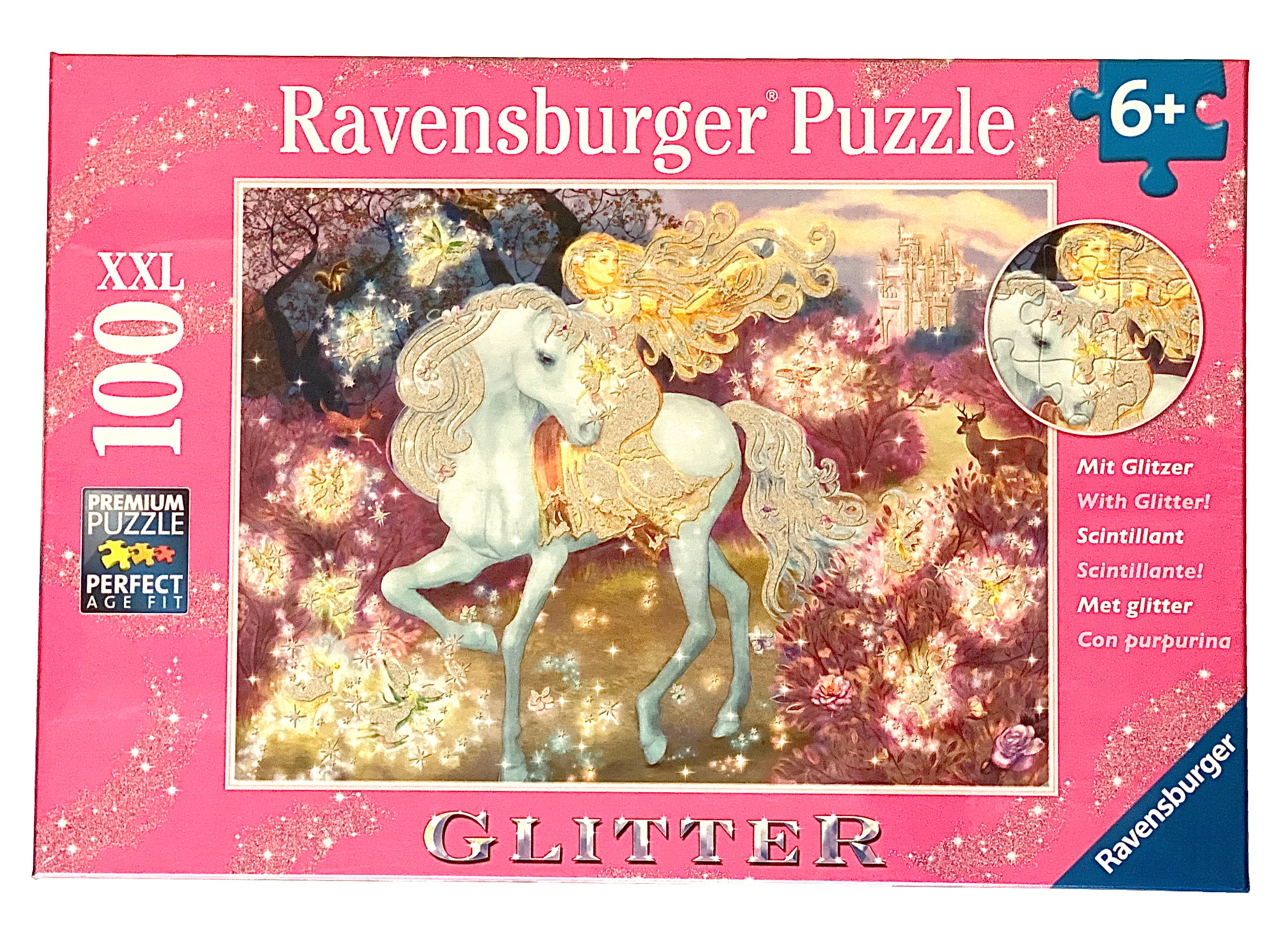 Glitter Riding In The Woods 100 Piece Puzzle    