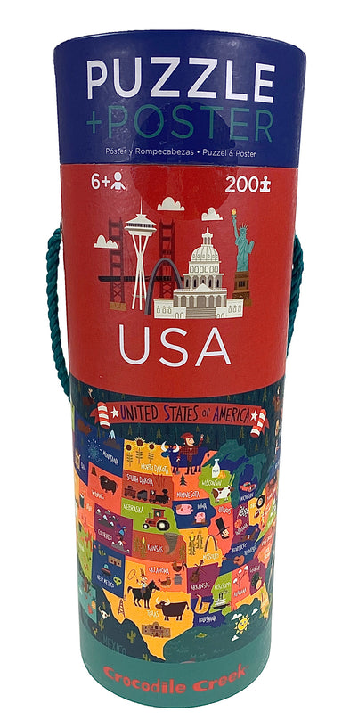 USA Map 200 Piece Puzzle And Poster    
