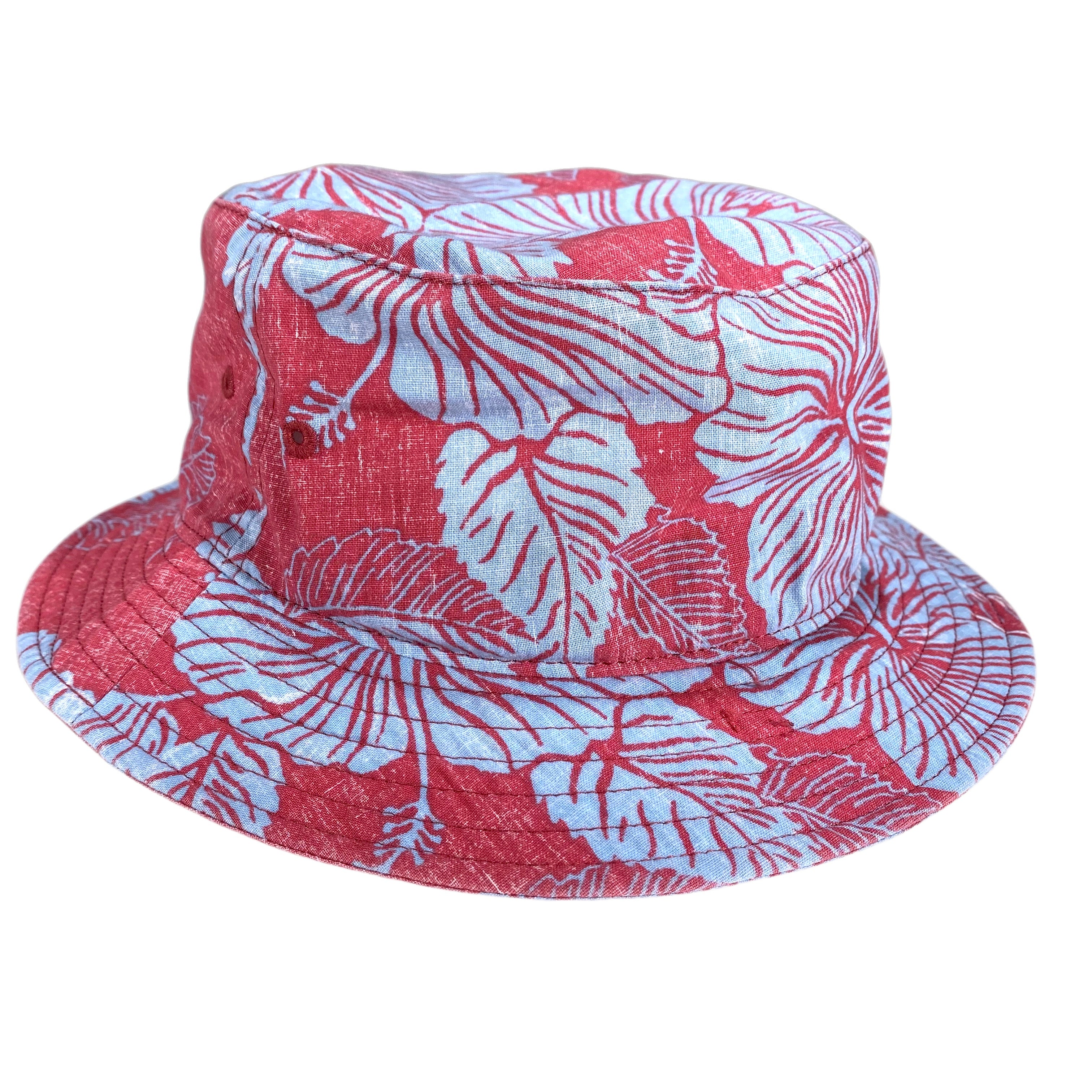 Aloha Biscus Bucket Hat by Reyn Spooner Vintage Red S/M  805766146692