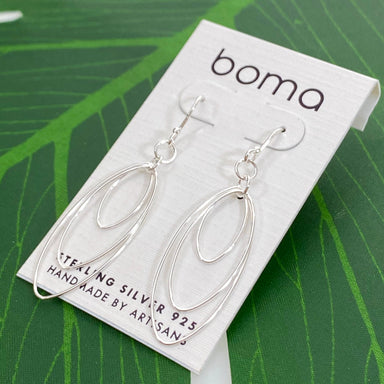 Boma Sterling Silver Earrings - Delicate Triple Oval    