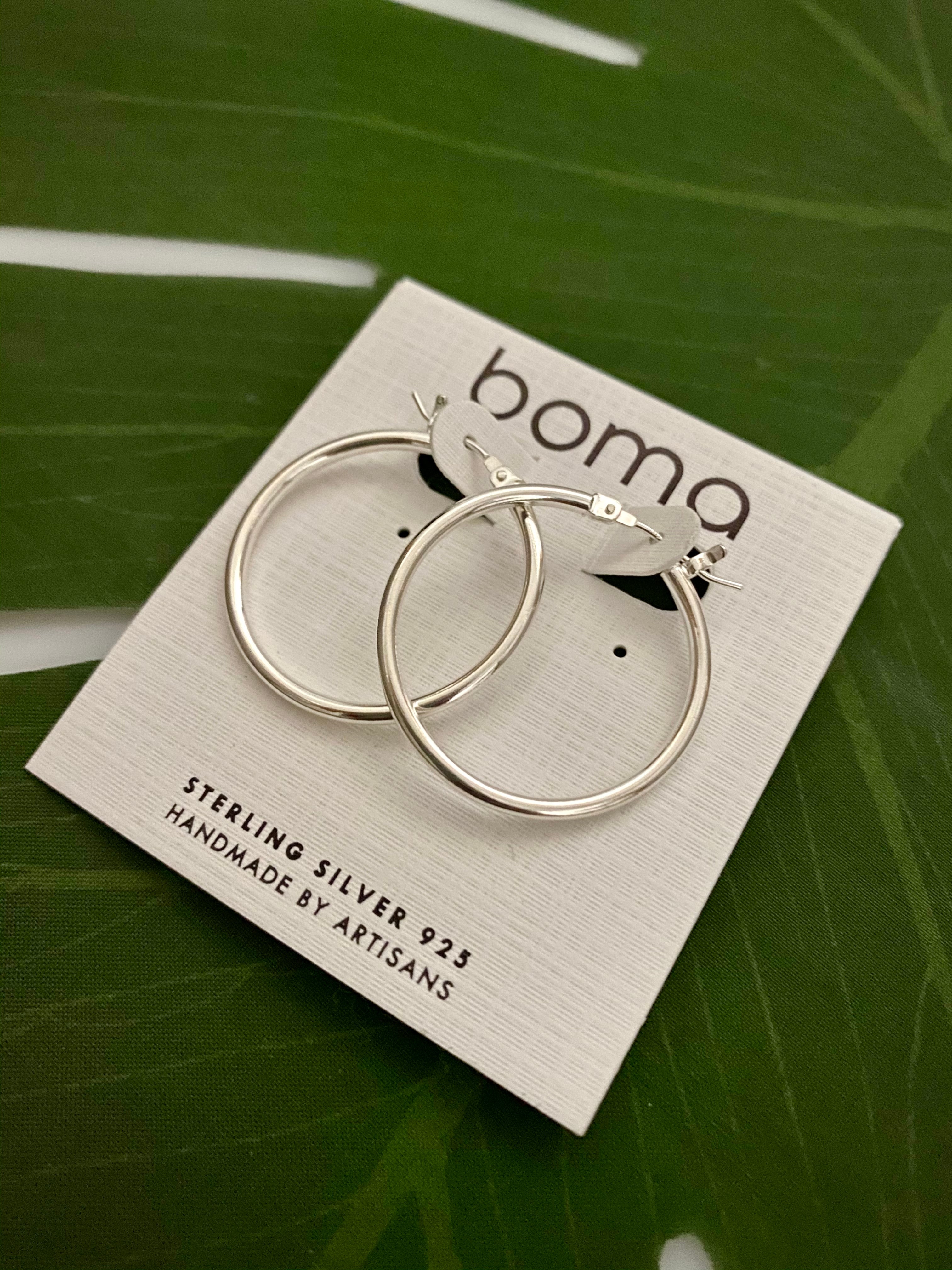 Boma Sterling Silver Earrings - Belle Hoops 1.2"    