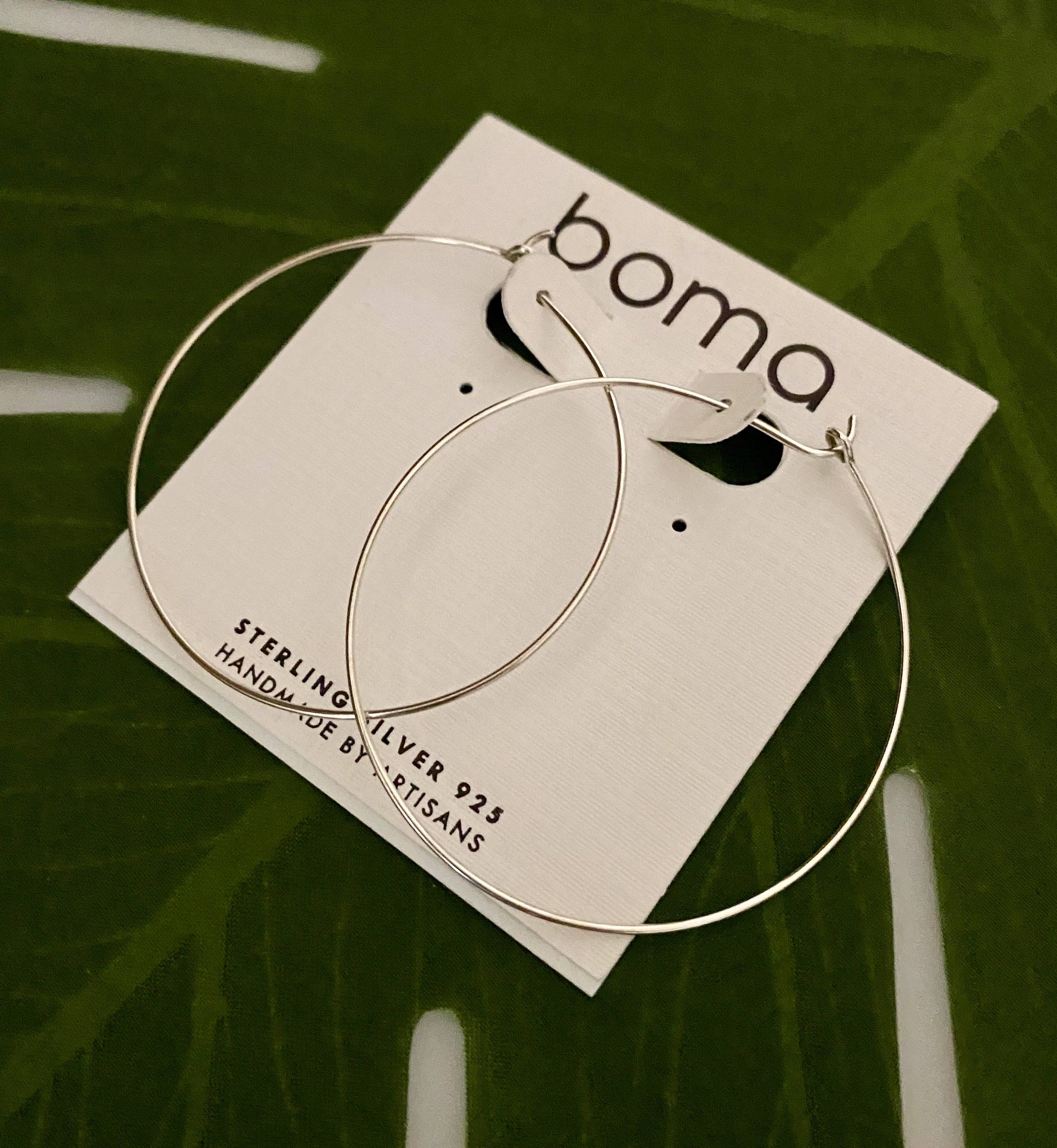 Boma Sterling Silver Earrings - Thin 50mm Hoop    