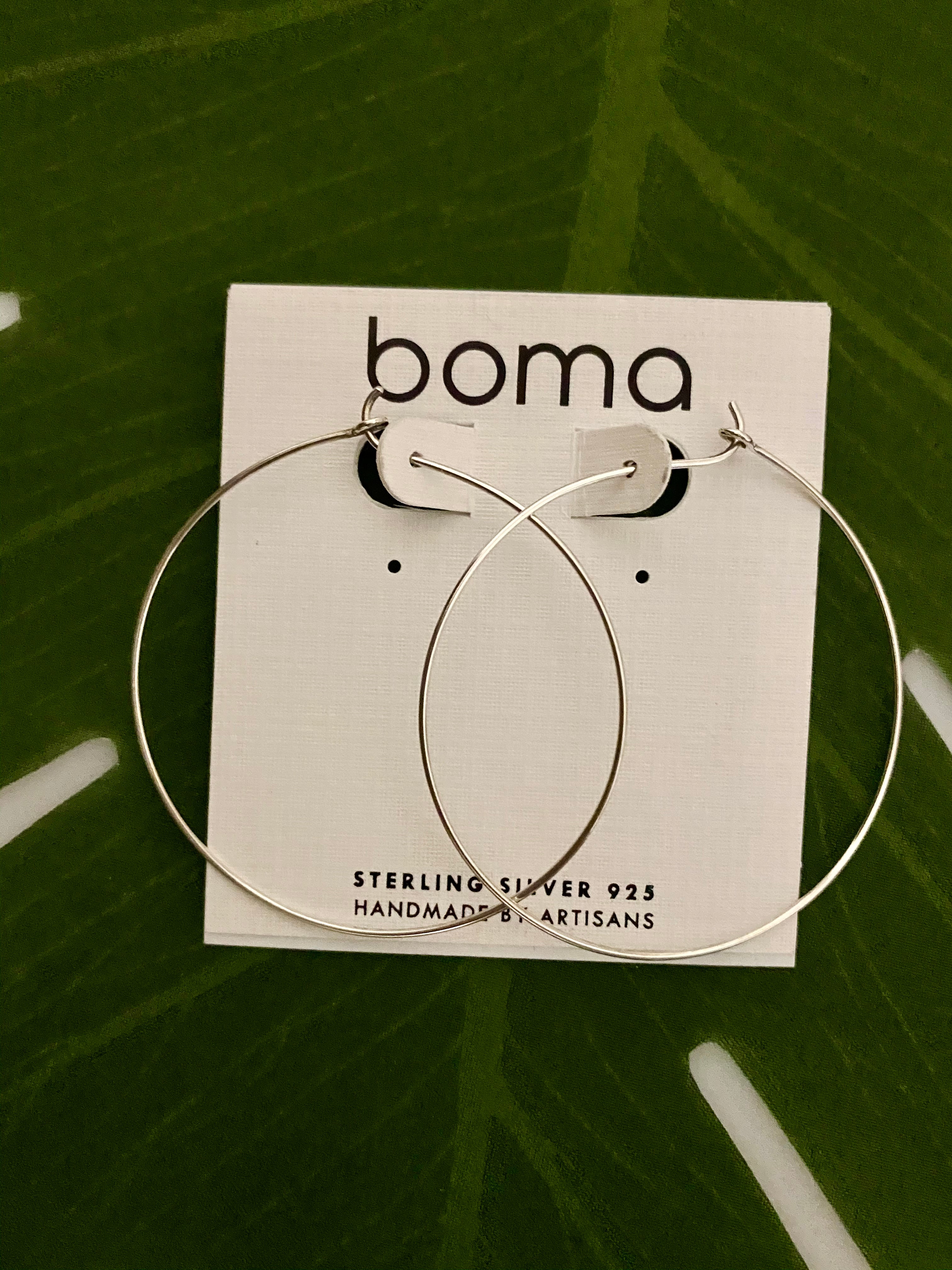 Boma Sterling Silver Earrings - Thin 50mm Hoop    