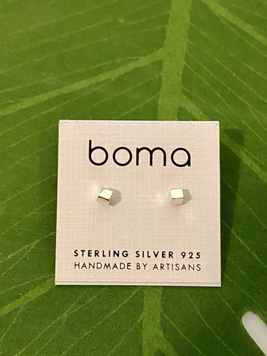 Boma Sterling Silver Post Earrings - Silver Cube    