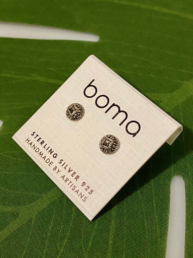 Boma Sterling Silver Post Earrings - Round Marcasite    