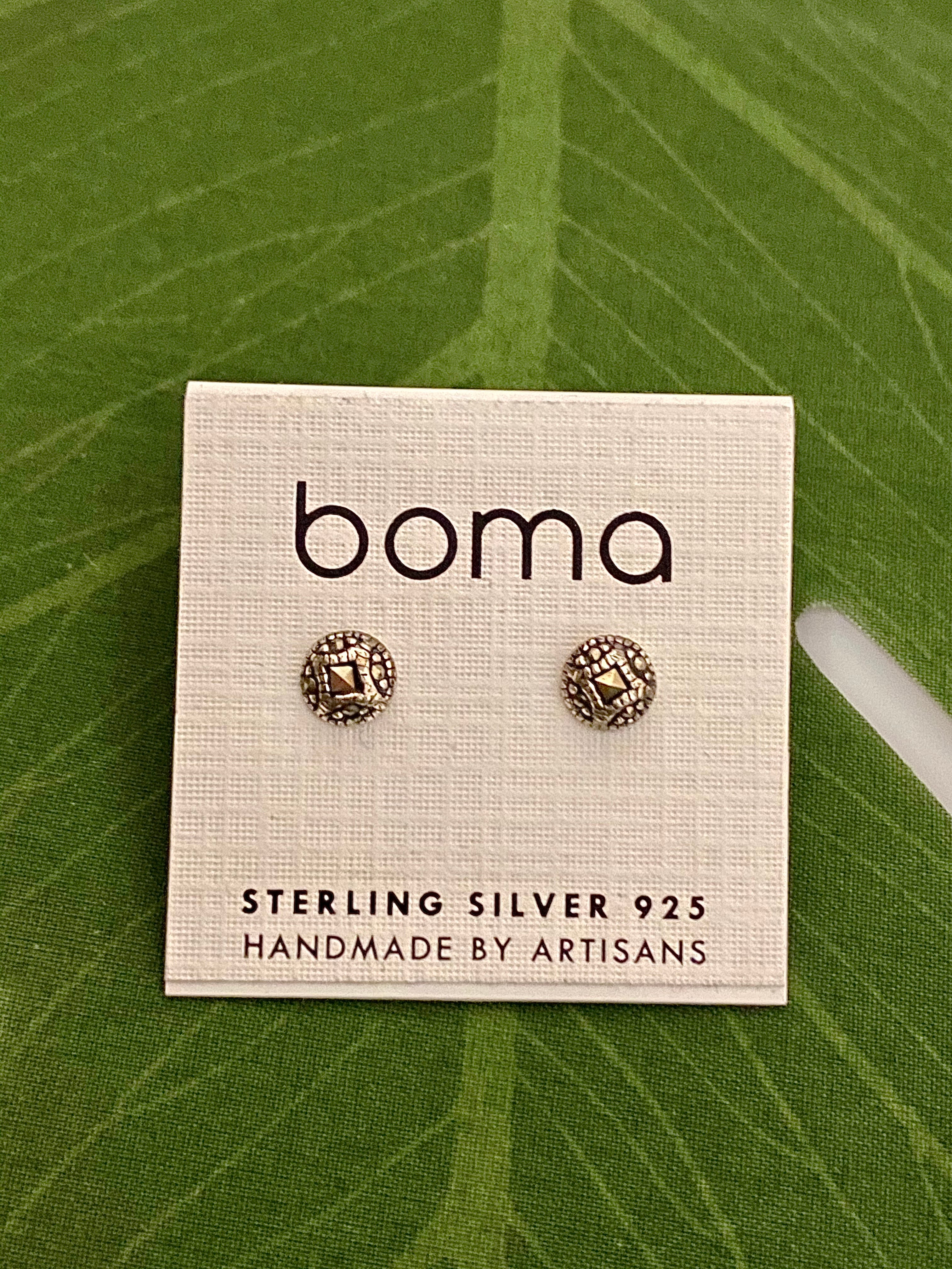 Boma Sterling Silver Post Earrings - Round Marcasite    
