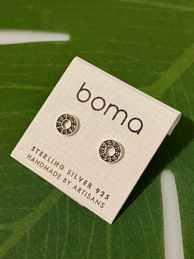 Boma Sterling Silver Post Earrings - Open Marcasite Circles    