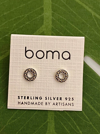 Boma Sterling Silver Post Earrings - Open Marcasite Circles    