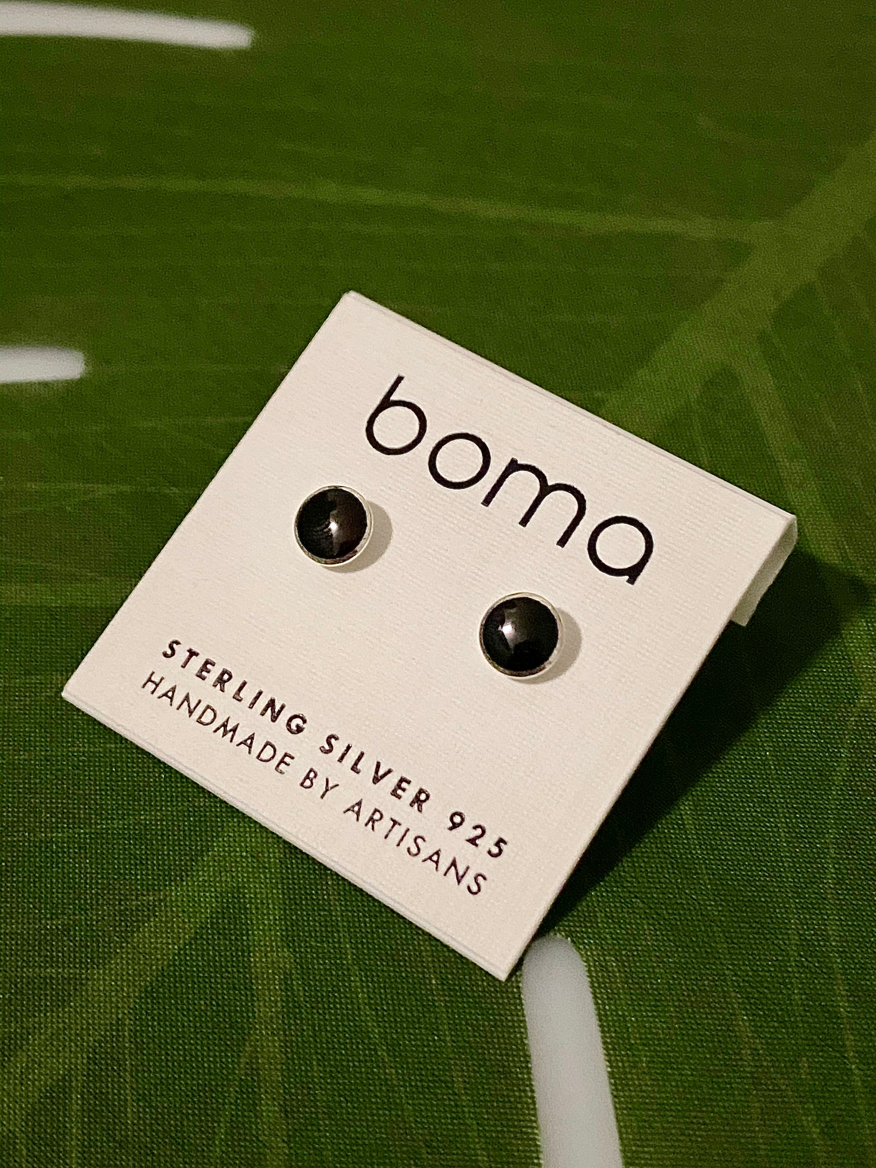 Boma Sterling Silver Post Earrings - Black Onyx Circle    