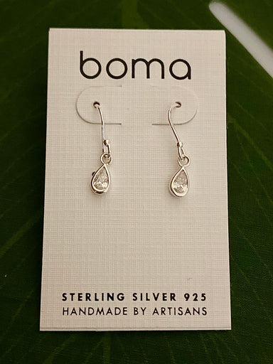 Boma Sterling Silver Earring - Crystal CZ Small Teardrop    